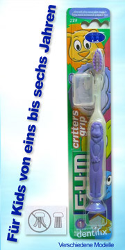GUM Critters Grip Handzahnb�rste mit Tiermuster sunstar-gum