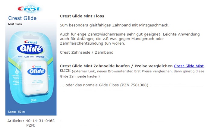 gute crest glide floss zahnseide